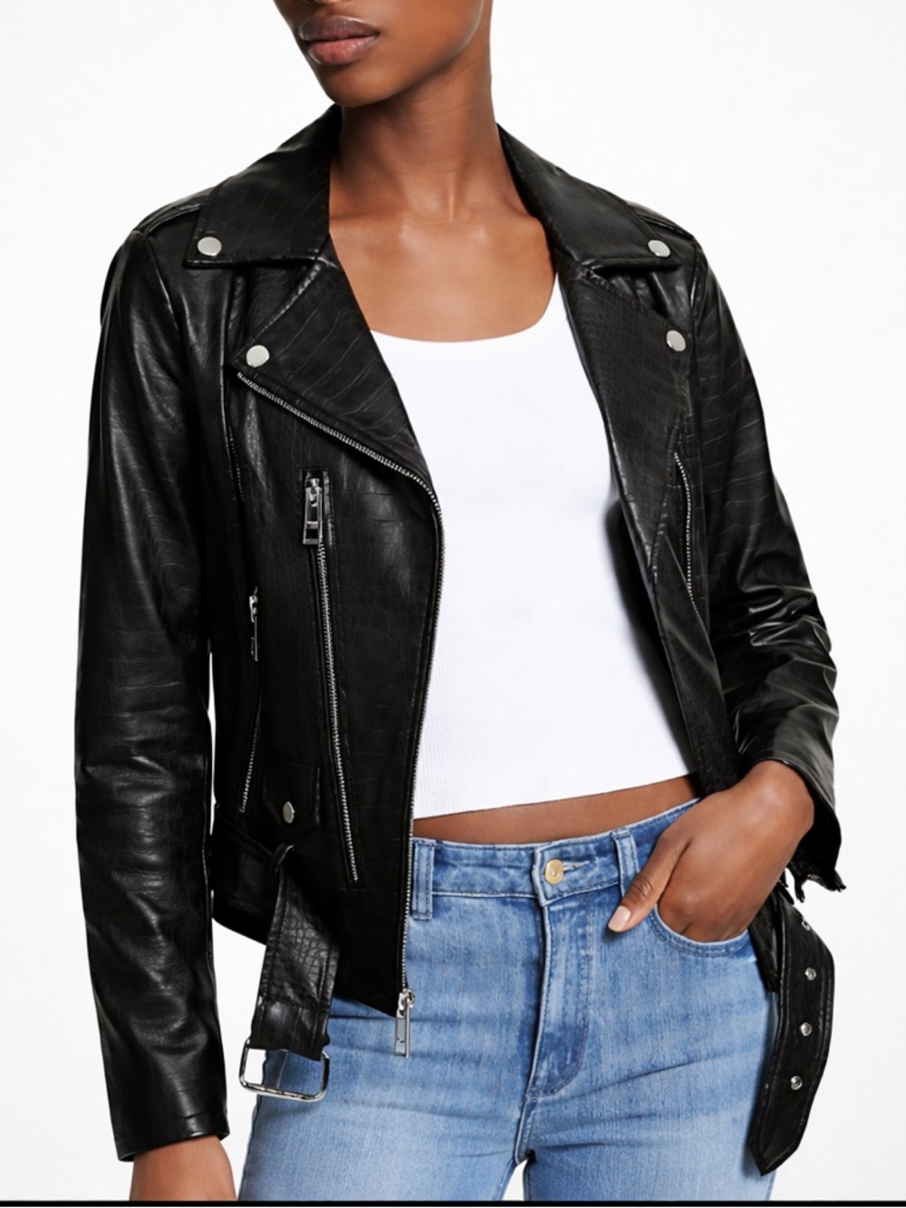 Michaels Black Textured Leather Jacket